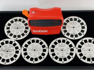 Vintage Red View - Master 3d Viewer With 6 Reels G I Joe & Mighty Mouse Great Cond