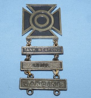 Vintage Usmc Marine Corps Sterling Sharpshooter Qualification Badge 3 Bars