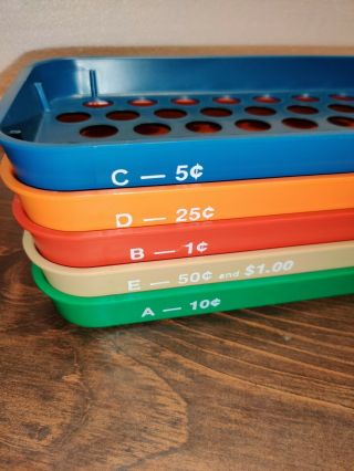 Vtg Coin Sorting Trays Of 5 Kwik - Sort Jr By Mmf Industries With Case