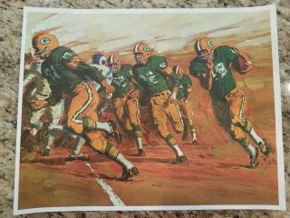 1965 Green Bay Packers In Action - The Sweep Print - Mobil Bruce Bomberger T