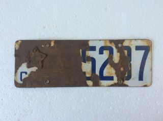 1919 California Porcelain License Plate With Star Tab
