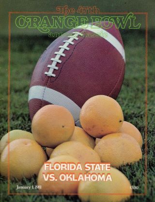 1981 Orange Bowl College Football Program,  Oklahoma Vs.  Florida State Ex