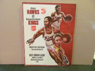 Oct 10 1974 Nba Preseason Game Program Atlanta Hawks @ Kansas City Omaha Kings