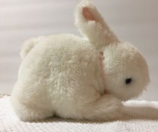 Vintage Hallmark Small White Bunny Rabbit Plush Stuffed Easter Pink Nose Bow E8 2