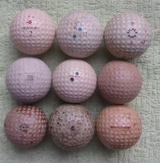 9 Antique Vintage Early Dimple Golf Balls Ball Pat.  Spalding 1899 Silver King