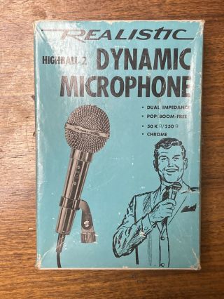 Vintage Realistic Highball 2 Dynamic Microphone 33 - 985 With Box