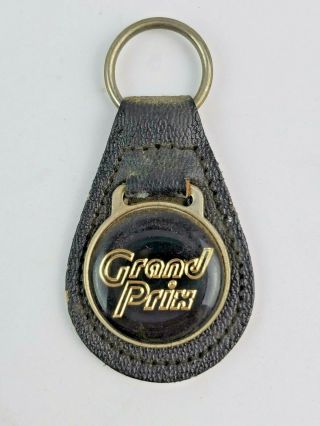 Vintage Pontiac Grand Prix Leather Keychain Key Ring Gray Back & Black Face