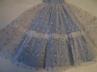 Vintage Organza Flocked Blue & White Bumble Bees Unusual Fabric HM Doll Dress 2