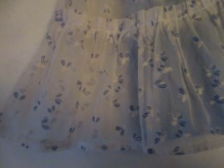 Vintage Organza Flocked Blue & White Bumble Bees Unusual Fabric HM Doll Dress 3