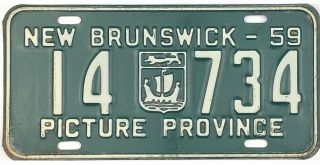 1959 Brunswick License Plate 14 - 734 Picture Province