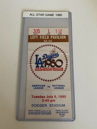 1980 Mlb All Star Game Ticket Stub La Dodgers