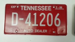 2006 Tennessee Dealer License Plate D - 41206