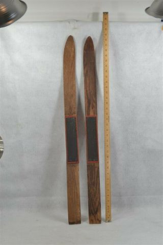 Antique Skis Small Wood Hand Made 35.  5 In.  Long Children 