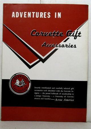1958 Adventures In Corvette Gift Accessories Brochure With Order Form
