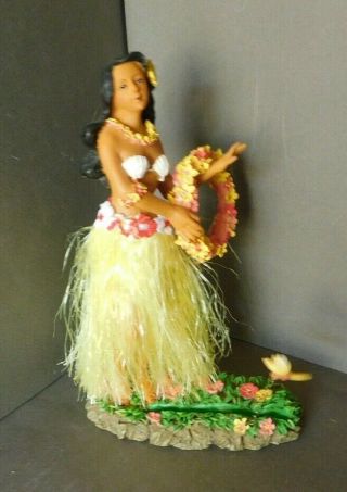 Vintage Hawaiian 1990s Composite Hula Girl Nodder Bobble Tiki Bar W Butterly