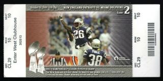 Oct 10,  2004 England Patriots & Miami Dolphins Full Ticket Brady 24 - 10 Pats
