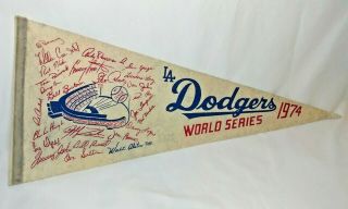 Vintage 1974 La Dodgers World Series Felt Pennant 30 " X 12 " Walt Alston