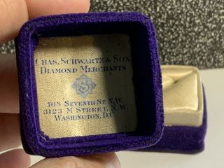 Antique Vintage Victorian Ring Jewelry Presentation Box Purple Velvet Wash.  D.  C 3