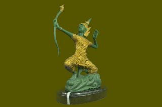 Vintage Thai Rattanakosin Period Hindu Rama God Gold gilt bronze statue Figure 2