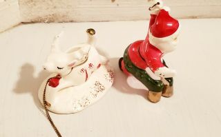 Vintage Dan Brechner Deer Candle Holder Santa Set of 2 Porcelain 1960s Japan 2