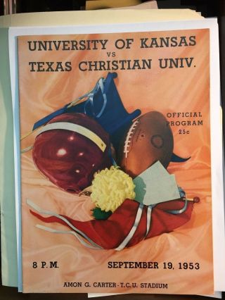 1953 Tcu Horned Frogs Vs Kansas Jayhawks Football Program