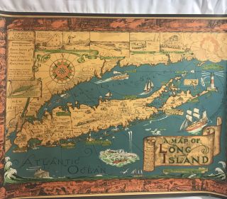 Vintage Map Of Long Island 1970 