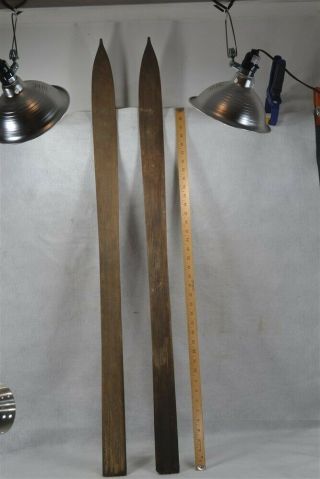 Antique Skis Small Wood Hand Made 47.  5 In.  Long Children 