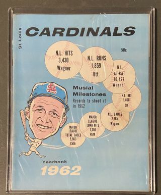 1962 St.  Louis Cardinals Baseball Yearbook Stan Musial Cover Gibson Flood Minoso