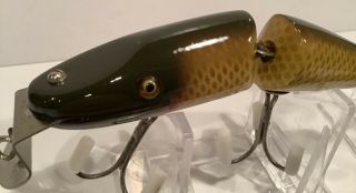 Vintage Wooden Glass Eyes Creek Chub Jointed Pikie Fishing Lure