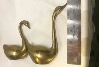 Vintage Brass Swan Set of Two Geese Bird Pair 2