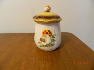 Vintage 1976 Merry Mushroom Sears Roebuck And Co.  Japan 7 " Canister Jar Ceramic