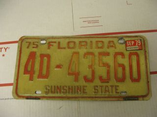 1975 75 1979 79 Florida Fl License Plate Sunshine State 4d43560