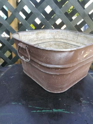 Vintage 6a - Galvanized Steel Wash Tub,  Planter Pot Rare