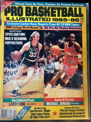 Pro Basketball Illustrated 1985 - 86 Michael Jordan Rookie Of The Year Larry Bird