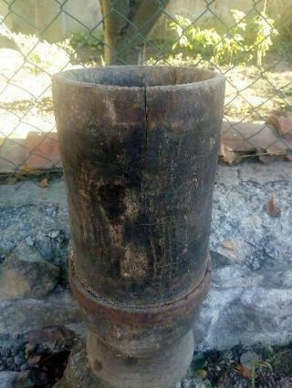 Primitive Antique Old One Piece Wood Big Wooden Mortar For Spices