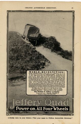 1916 Thomas B.  Jeffery Company Ad: Jeffery Quad Motor Truck - Kenosha,  Wisconsin