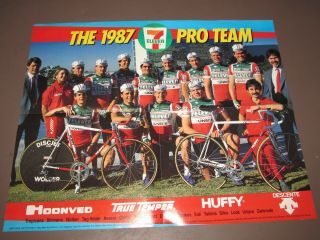 1987 7 - Eleven Cycling Team Poster Andy Hampstead Bob Roll Raul Alcala Heiden,