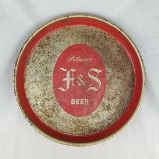 Vintage F & S Pilsener Beer Tray Shamokin Pa Fuhrmann & Schmidt F&s Serving 13 "