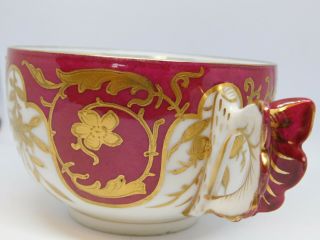 Hand Painted Boseck & Co handpainted cup butterfly handle gilted gold 1882 - 1934 3
