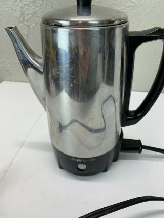 Vintage Presto 6 Cup Electric Percolator Coffee Pot.  Model 0282202.