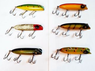 Group Of 6 South Bend 973 Bass Oreno Lures Made In In Glass Eye,  No Eye
