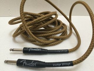 Fender Vintage Voltage 16 Ft Guitar Instrument Tweed Cable Straight Connectors