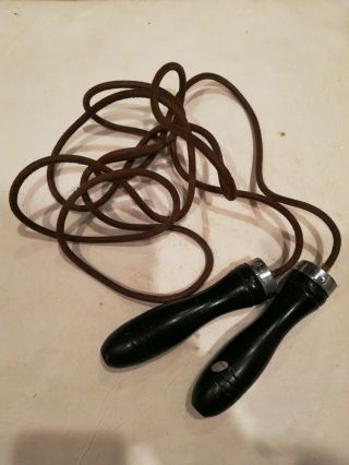 Vintage Boxing Leather Jump Rope Wood Handles