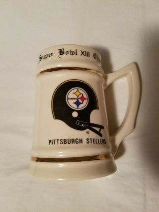 1978 Pittsburgh Steelers Bowl Xiii Champions Ceramic Beer Stein Rare