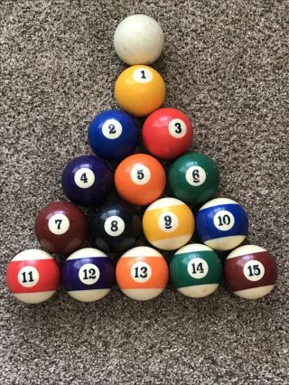 Vintage Billiard Pool 16 Balls Set 2 1/4 " Complete Set