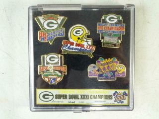 Vintage 1997 Green Bay Packers Bowl Xxxi Champions Pin Set Football Le