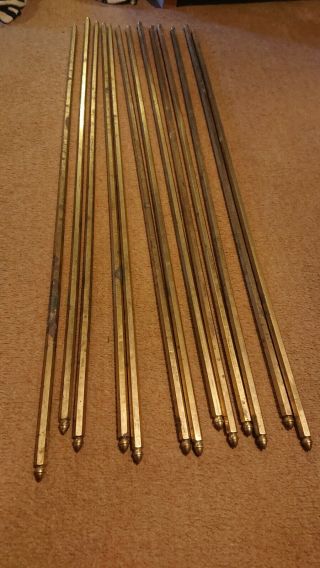 13 Vintage Antique Solid Brass Stair Rods,  Very Heavy.