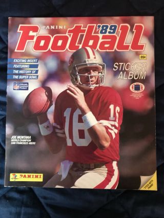 1989 Panini Football Sticker Album Yearbook Joe Montana Huge Bowl Poster