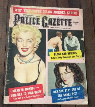 Vintage Police Gazette - October 1957 Marilyn Monroe,  Francis Farmer,  Boxing