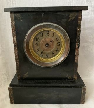 Antique French Black Slate & Marble Mantel Clock